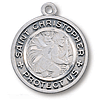 Sterling Silver 3/4in St. Christopher Protect Us Medal on 18in Chain