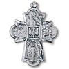 Sterling Silver 1 3/16in Four Way Cross 24in Necklace