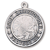 Sterling Silver 1in St. Christopher Protect Us Medal 24 Inch Necklace