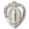 Sterling Silver 9/16in Miraculous Heart 18in Necklace