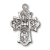 Sterling Silver 7/8in Four Way Cross 18in Necklace