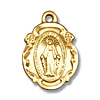 18kt Gold Plated 5/8in Miraculous Medal 18in Necklace