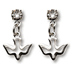 Sterling Silver 11/16in Crystal Dove Dangle Earrings