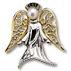 Gold Plated Pearl Angel Lapel Pin Set of Two