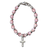 Baby Girl's First Bracelet Pink Beads with Cross