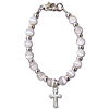 Baby's First Bracelet White Beads with Cross
