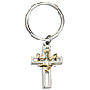 Silver Plated Cross with Dove Key Ring Two Pack