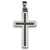 Stainless Steel 1 1/2in Carbon Fiber Cross 24in Necklace