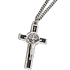 Stainless Steel St Benedict Crucifix Necklace with 24in Chain