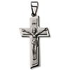 Stainless Steel 1 1/2in Brushed Crucifix 24in Necklace