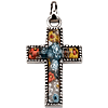 Stainless Steel 1in Murano Glass Cross 18in Necklace