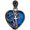 Stainless Steel 3/4in Murano Heart Cross 18in Necklace