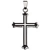 Stainless Steel 1 3/16in Budded Cross 24in Necklace