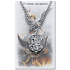 Pewter 1in St. Michael Police Shield Medal on 24in Chain With Prayer Card