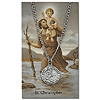 St Christopher Pewter Medal on 24in Necklace on Holy Card