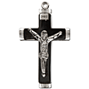 Black and Sterling Silver Modern Sleek Crucifix INRI Pendant 1.75in