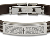 The Lord's Prayer Men's Stainless Steel Brown Silicone Bracelet