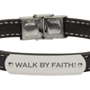 Walk by Faith Men's Stainless Steel Leather Bracelet