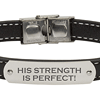 His Strength Is Perfect Men's Stainless Steel Leather Bracelet