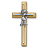 8in Beveled Wood Wall Cross with Gold Plated Boy Praying