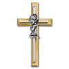 8in Beveled Wood Wall Cross with Gold Plated Girl Praying