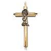 7in Wood with Gold Plated Inlay Praying Girl Wall Cross