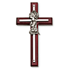 Cherry Stained Wood 7in Wall Cross with Girl Praying