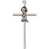 6in Gold Plated Praying Girl Blue Wall Cross