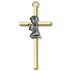 Gold Plated 4in Praying Girl Wall Cross