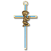 4in Gold Plated Praying Boy Blue Wall Cross
