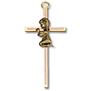4in Gold Plated Praying Girl Blue Wall Cross
