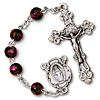 Silver Oxidized Red Speckled Bead Rosary