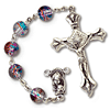 Silver Oxidized Multi-Colored Light Crucifix Rosary