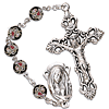 Silver Oxidized Jet Black Cloisonne Bead Rosary