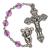 Silver Oxidized Pink Crystal Bead Filagree Rosary