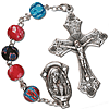 Mixed Metal Multi-Colored Floral Crucifix Rosary