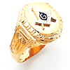 Yellow Gold Oval Masonic Ring with Textured Border