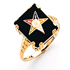 Yellow Gold Rectangular Black Onyx Eastern Star Ring