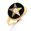 Eastern Star Ring with Oval Onyx Bezel Yellow Gold
