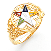 Yellow Gold Eastern Star Ring with Ornate Cut-Out Top