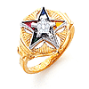 Eastern Star Ring with Cut-out Floral Design Yellow Gold
