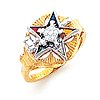Two-tone Gold Past Matron Eastern Star Ring with Clover Top