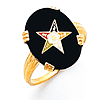 Eastern Star Ring with Large Oval Onyx Yellow Gold