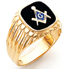 Yellow Gold Harvey & Otis Masonic Ring with Grooves