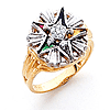 Eastern Star Ring with Fire Burst Design Two-tone Gold