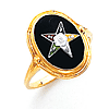 Eastern Star Ring with Oval Onyx and Thin Shank Yellow Gold