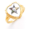 Yellow Gold Heart Eastern Star Ring with White Top