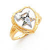 Yellow Gold Past Matron Eastern Star Heart Ring Mother of Pearl