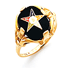 Oval Eastern Star Ring with Large Prongs Yellow Gold