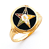 Eastern Star Ring with Round Onyx Stone Yellow Gold